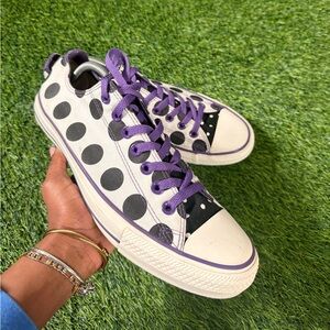 Converse Chuck Taylor All Star Polka Dot Low Top Sneakers Purple Black Men’s 9.5